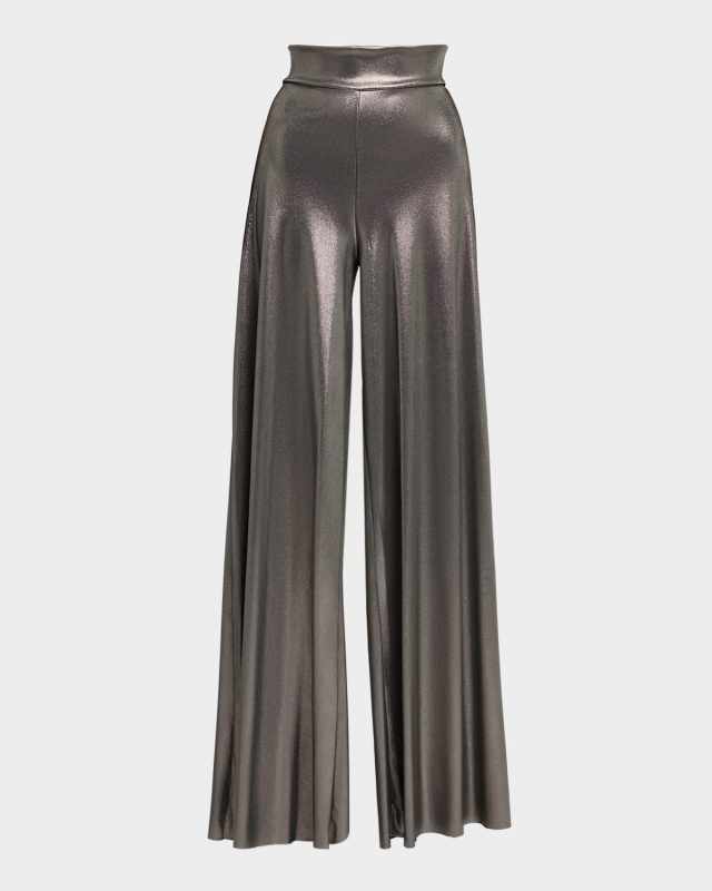 Wide-Leg Metallic Pants